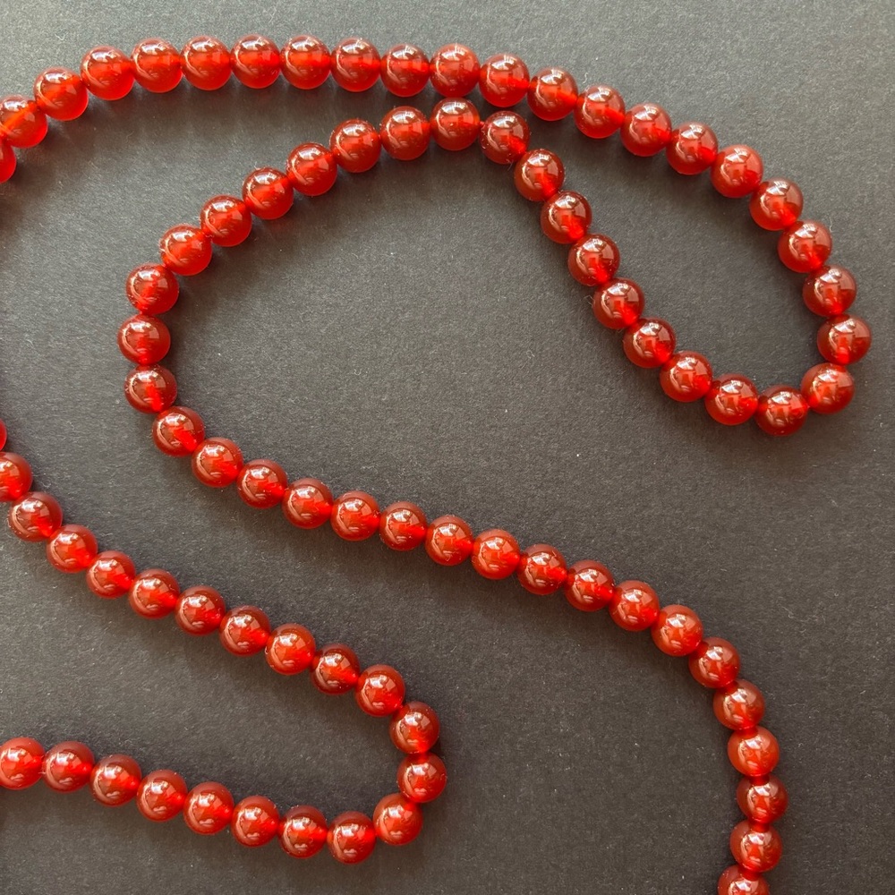 AAA Carnelian Mala Necklace Gold Tassel | 34 IN | 8MM Beads - Picture 6 of 8